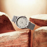 Titan Tet Men's Watch Analog Red Dial with Gold Stainless steel Strap, 1825YM09